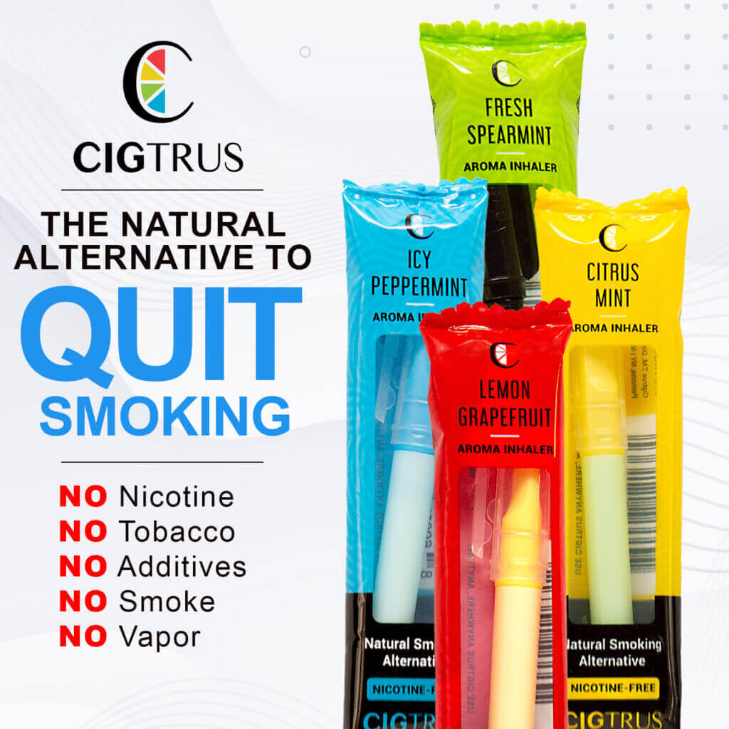 Cigtrus natural quit smoking aid inhaler variety pack, nicotine-free, flavors: spearmint, peppermint, citrus, grapefruit.