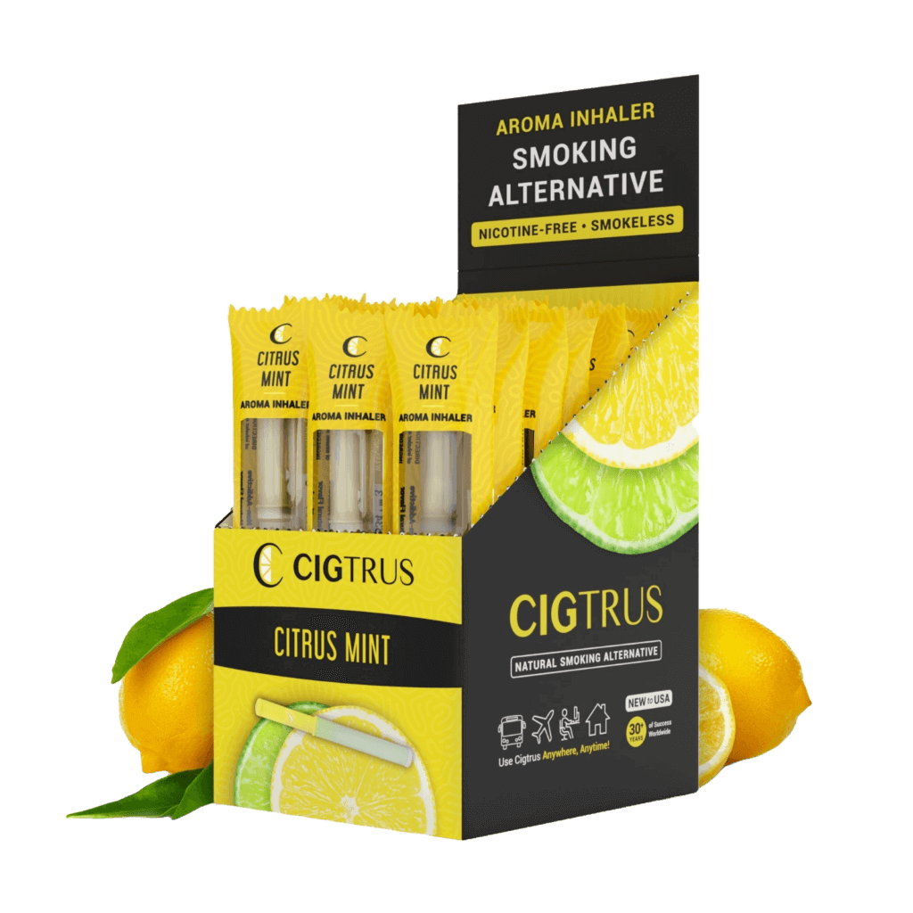 Cigtrus smokeless nicotine-free citrus mint quit smoking aid pack, refreshing aroma inhalers for cravings relief.