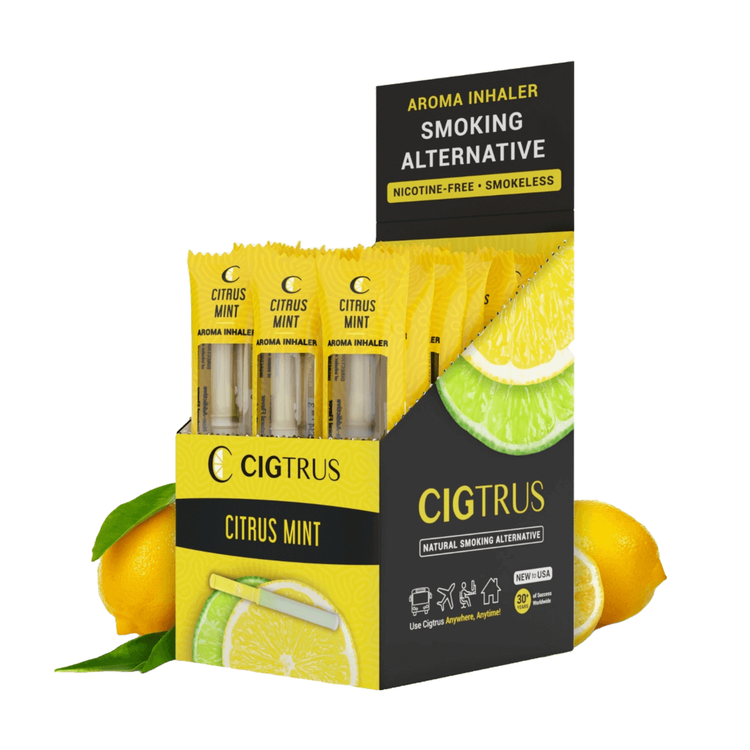 Cigtrus smokeless nicotine-free citrus mint quit smoking aid pack, refreshing aroma inhalers for cravings relief.