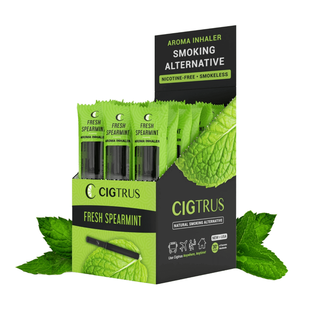 Cigtrus smokeless nicotine-free spearmint inhaler, natural quit smoking aid, oral fixation relief, 20 pack.