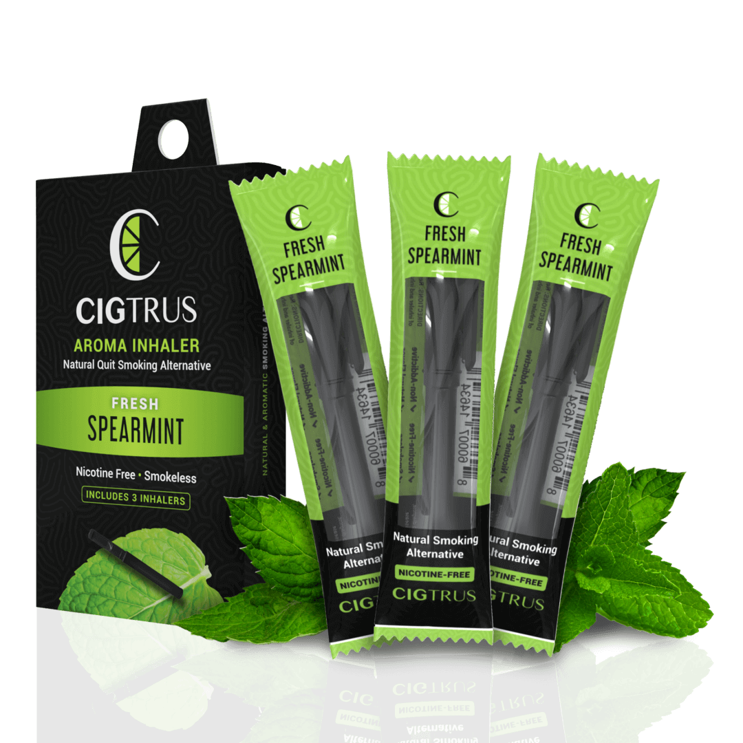 CIGTRUS Spearmint Aroma Inhaler Pack, Natural Quit Smoking Aid, Nicotine-Free, Smokeless, Includes 3 Inhalers, Fresh Minty Alternative.