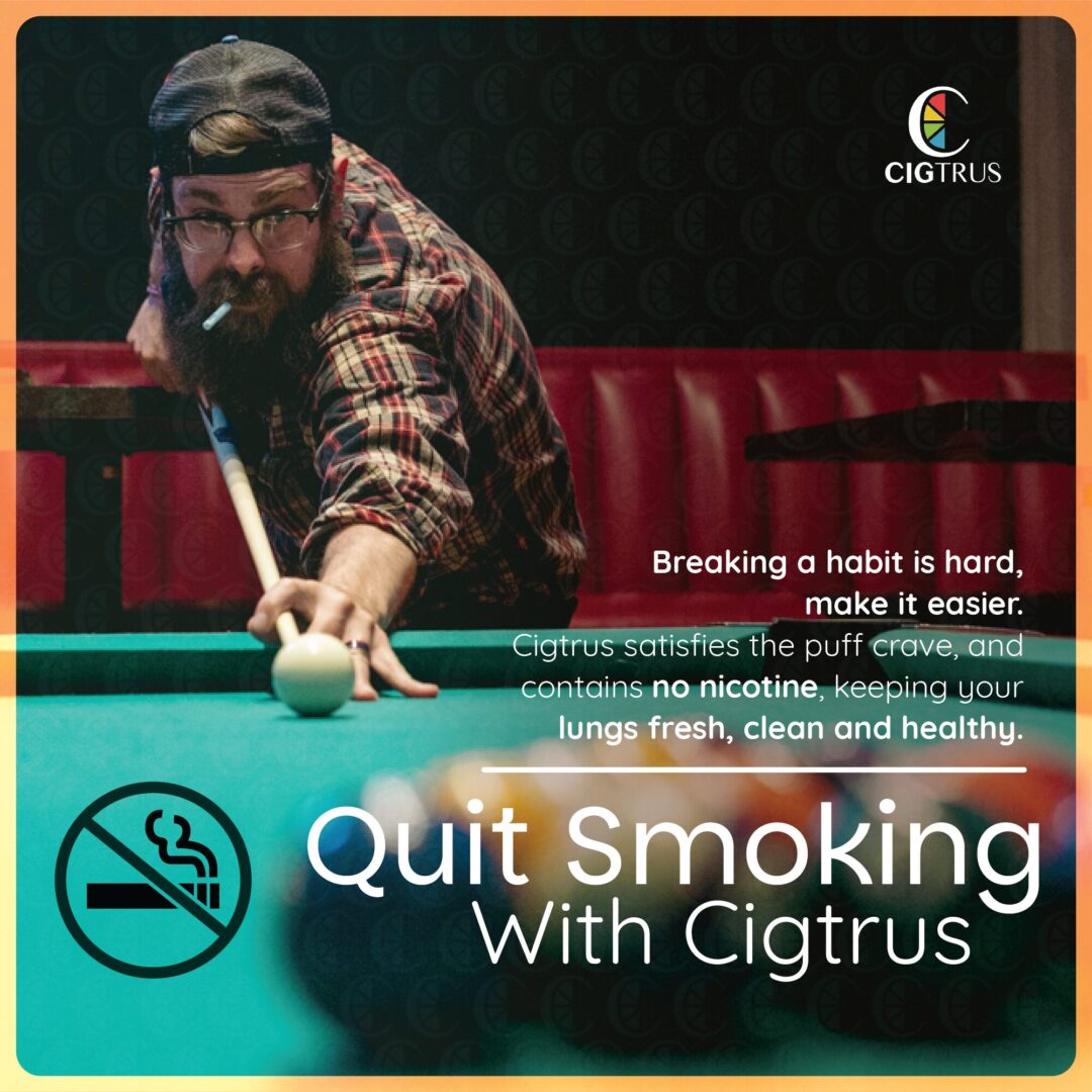 Cigtrus nicotine-free smoking alternative, quit smoking aid with citrus grapefruit, spearmint flavor, craving relief inhaler.